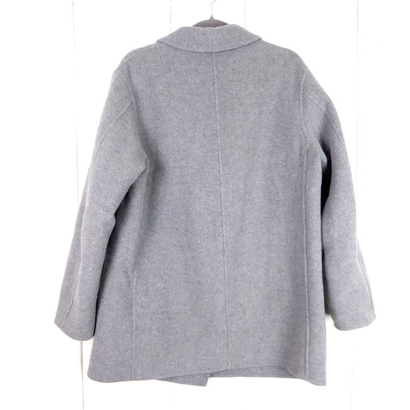 Uniqlo Wool Blend Pea Coat Womens SZ M Double Breasted Button Up Relaxed - Picture 10 of 10